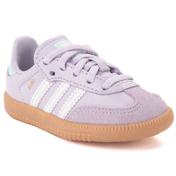 NWT Adidas Samba OG J Sneakers Silver Dawn Lilac Youth 5/Women 6 - Picture 3 of 12